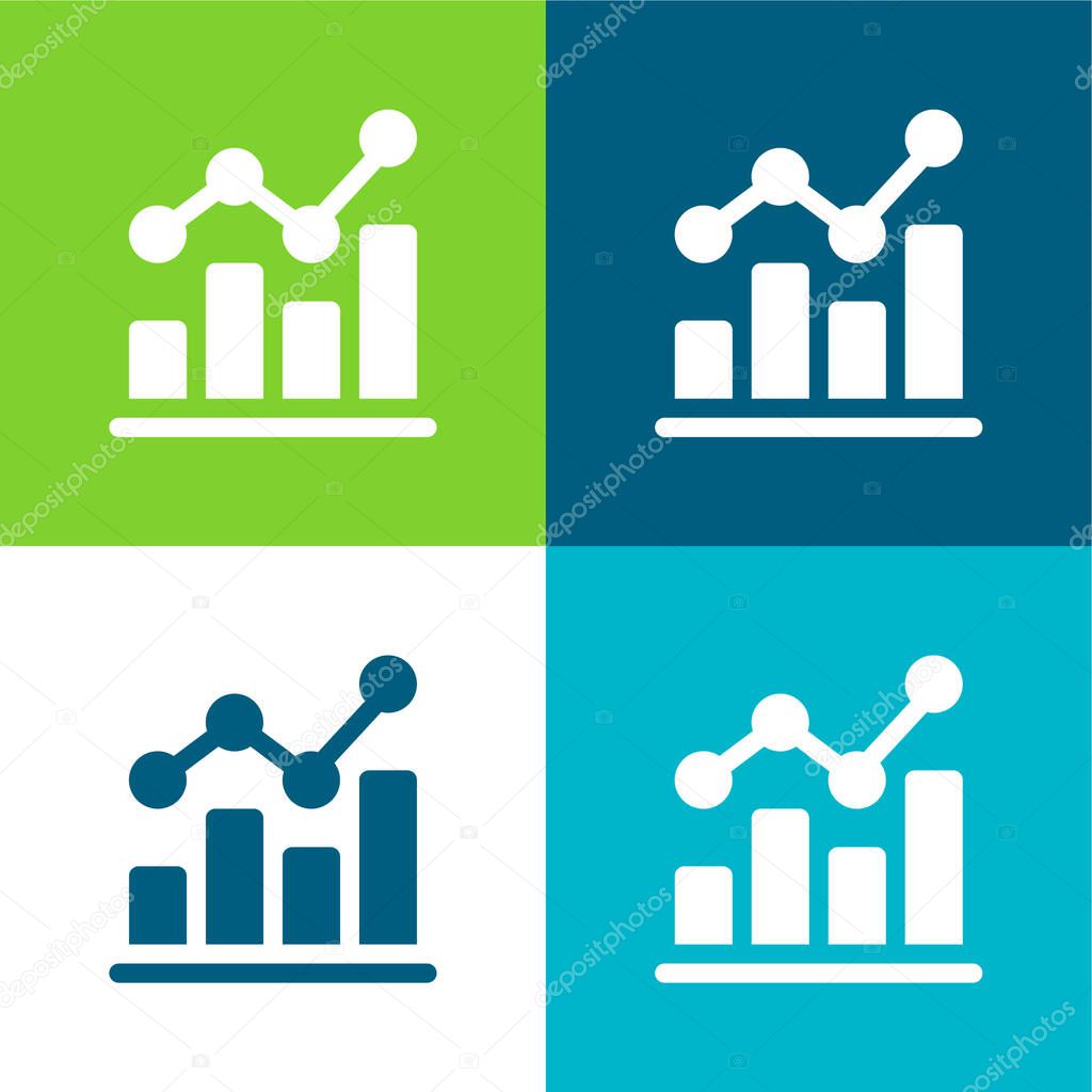 Bar Chart Flat four color minimal icon set