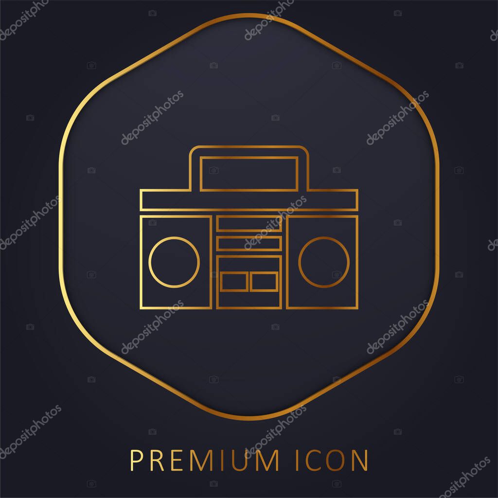 Boom Box With Handle golden line premium logo or icon
