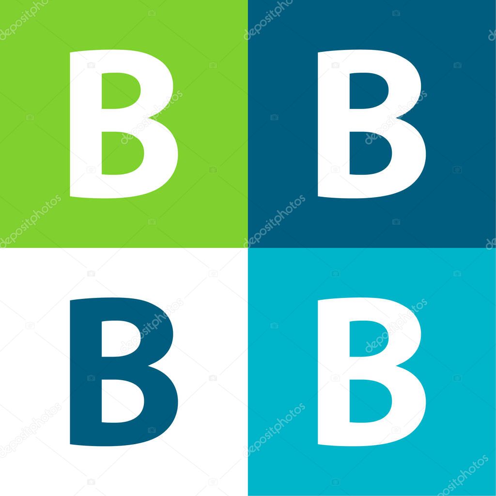 Bold Button Of Letter B Symbol Flat four color minimal icon set