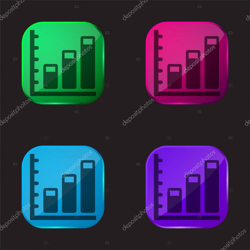 Ascending Business Stats Graphic four color glass button icon