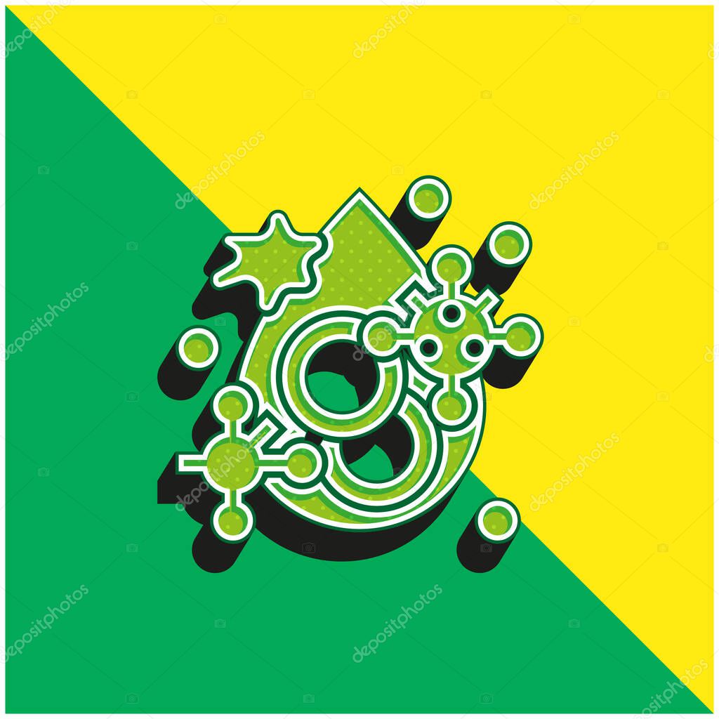 Blood Green and yellow modern 3d vector icon logo