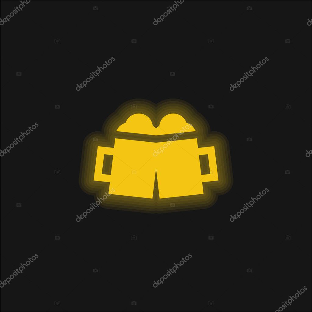 Beer Mug yellow glowing neon icon