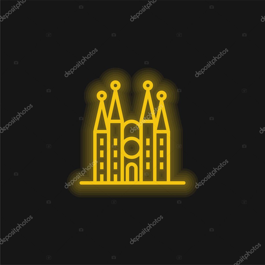 Barcelona yellow glowing neon icon