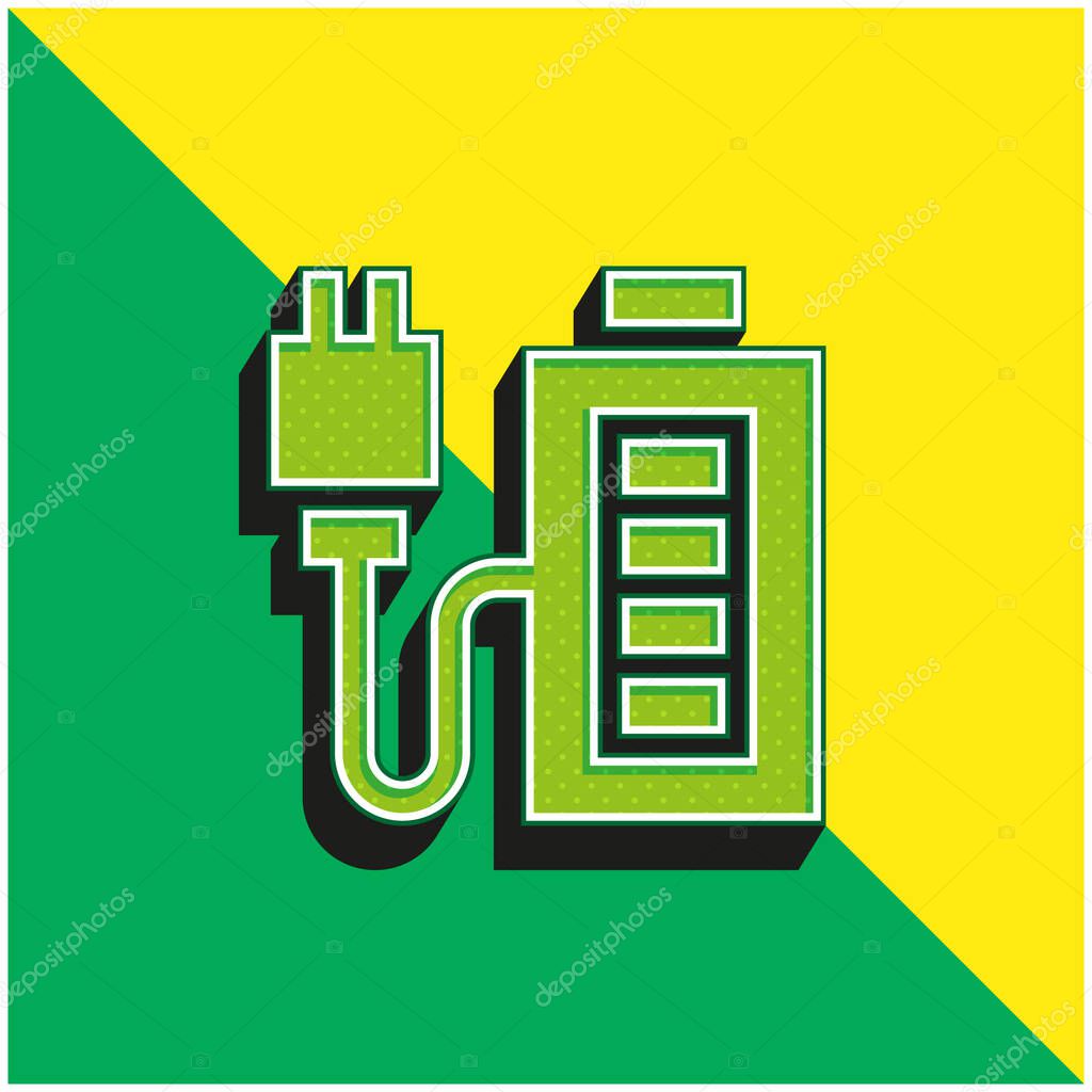 Battery Charge Green and yellow modern 3d vector icon logo