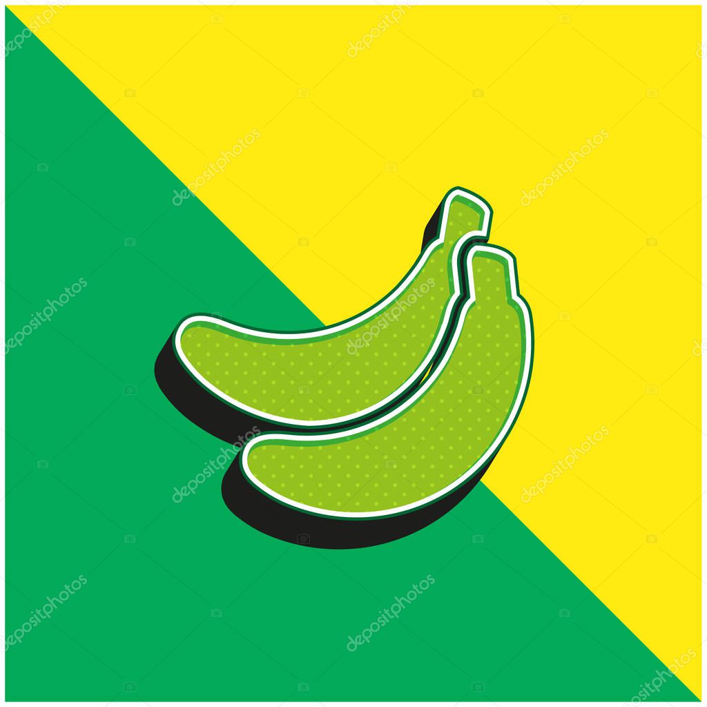 Bananas Green and yellow modern 3d vector icon logo