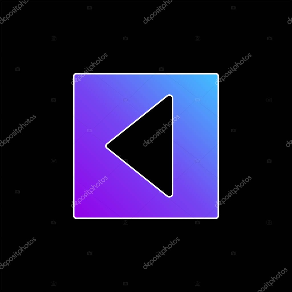 Back Triangular Left Arrow In Square Filled Button blue gradient vector icon