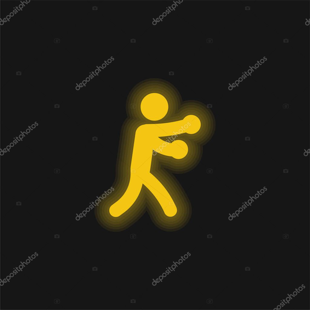 Boxing yellow glowing neon icon