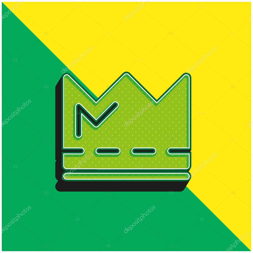 Crown Green and yellow modern 3d vector icon logo