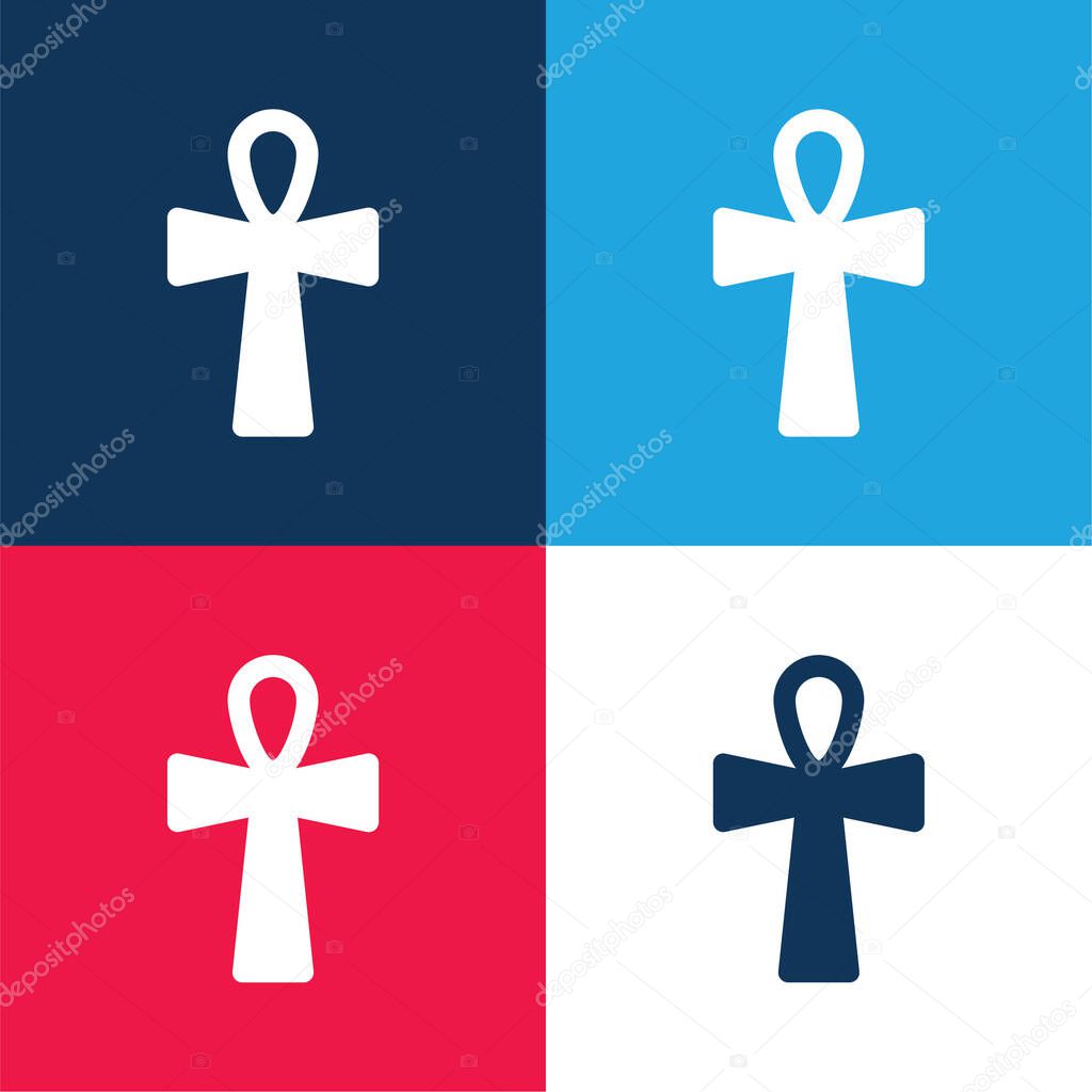 Ankh Cross blue and red four color minimal icon set