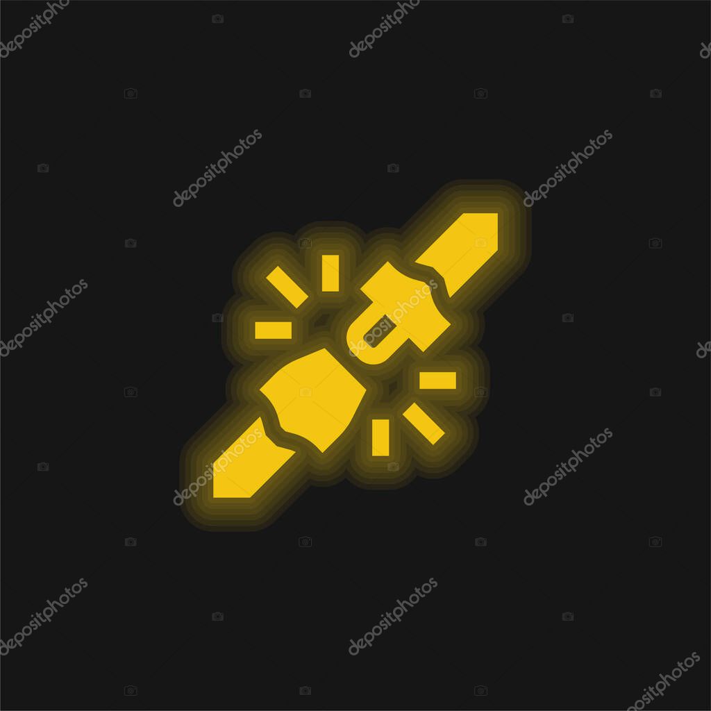Belt yellow glowing neon icon
