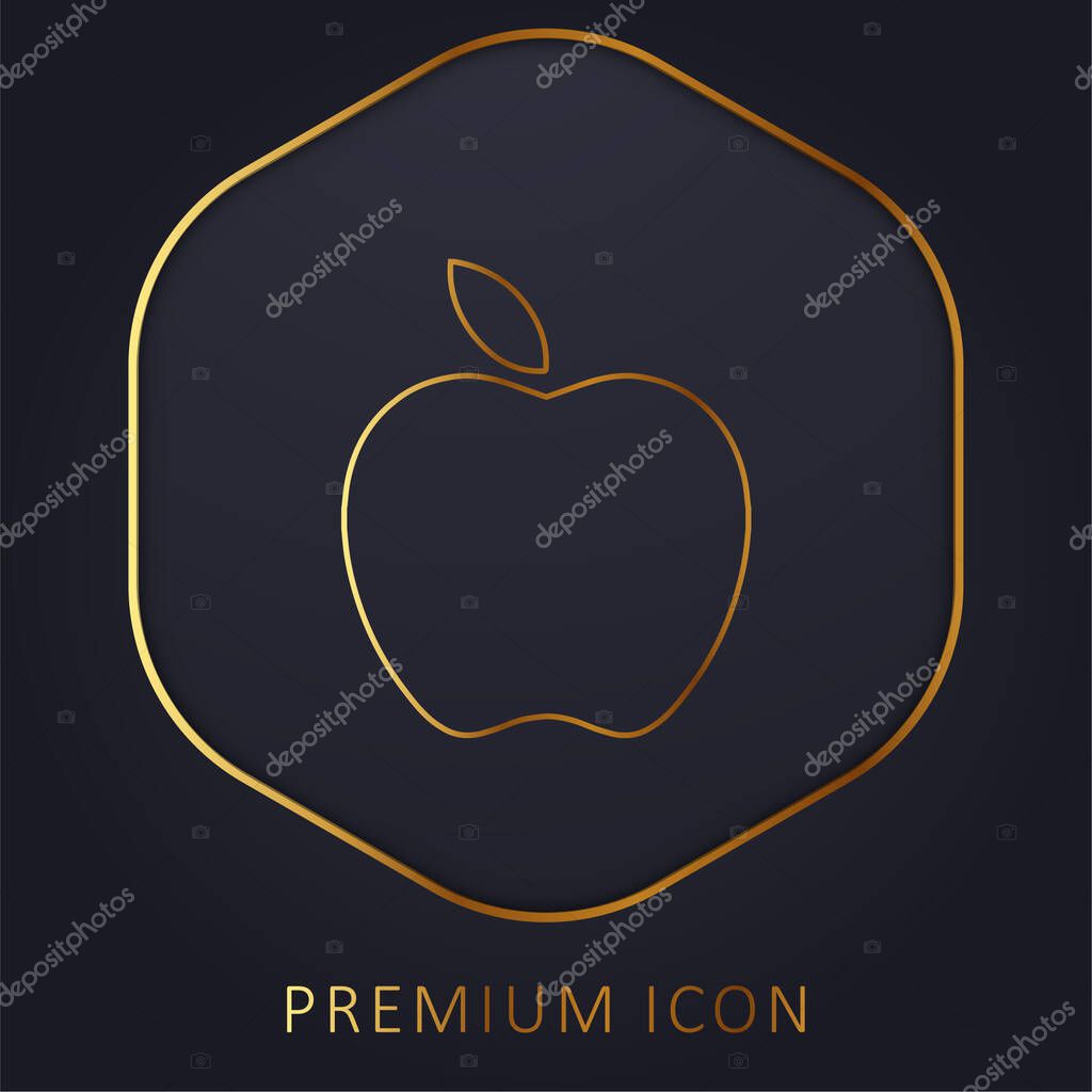 Apple Black Fruit Shape golden line premium logo or icon