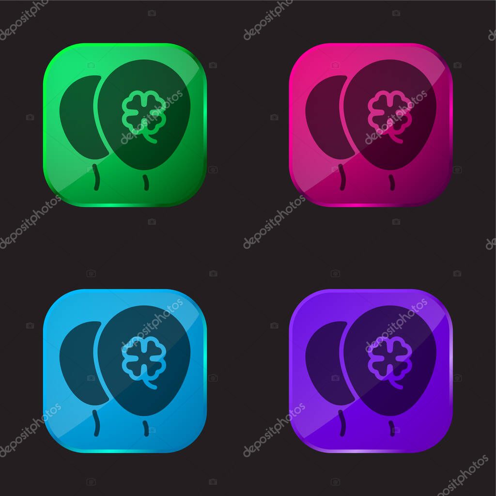 Balloon four color glass button icon