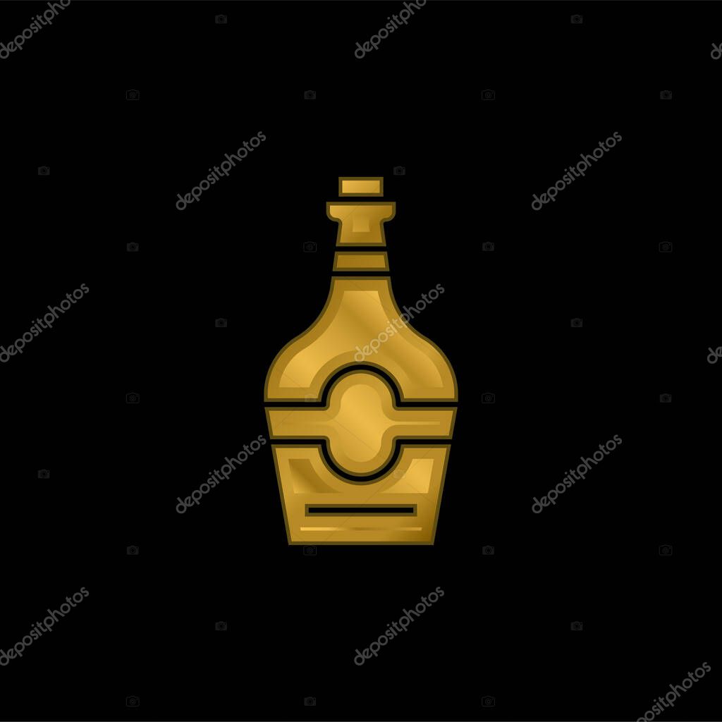 Bottle gold plated metalic icon or logo vector