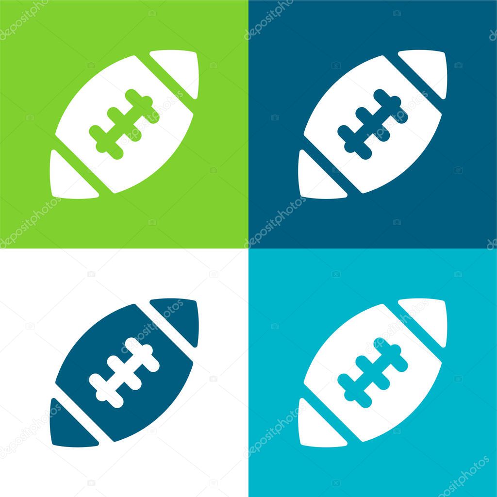 American Football Ball Flat four color minimal icon set