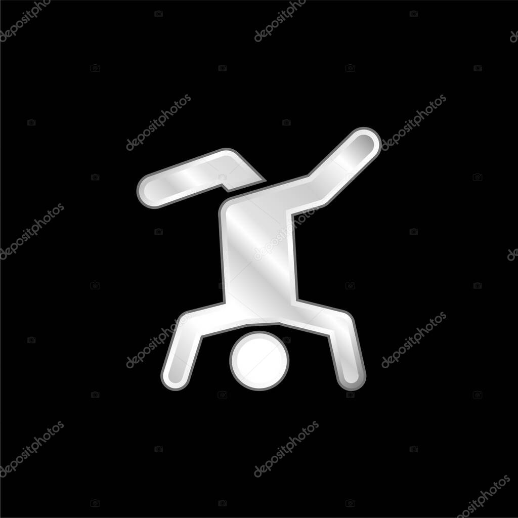 Breakdance silver plated metallic icon