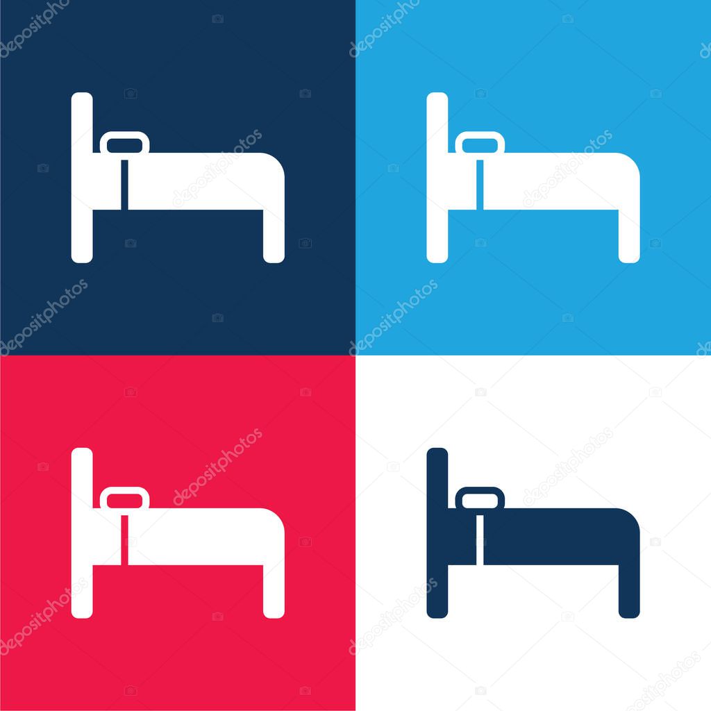 Bed blue and red four color minimal icon set