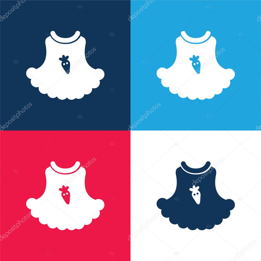 Baby Dress With A Strawberry Cartoon Illustration blue and red four color minimal icon set