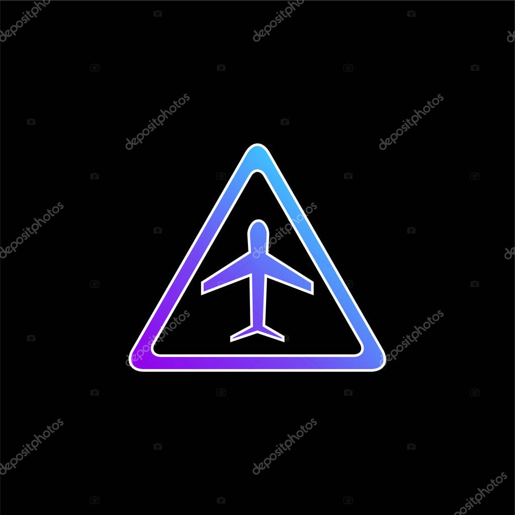 Airport Traffic Triangular Signal Of An Airplane blue gradient vector icon