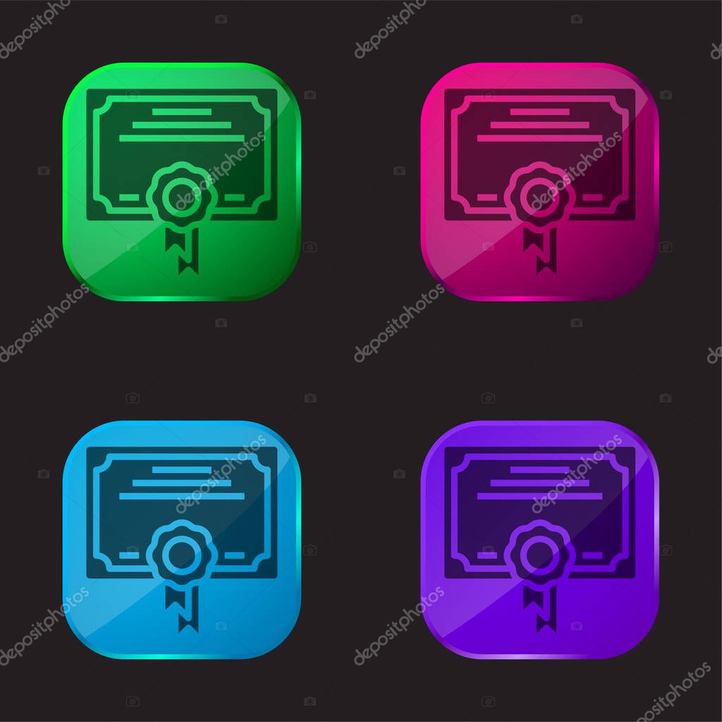 Award four color glass button icon