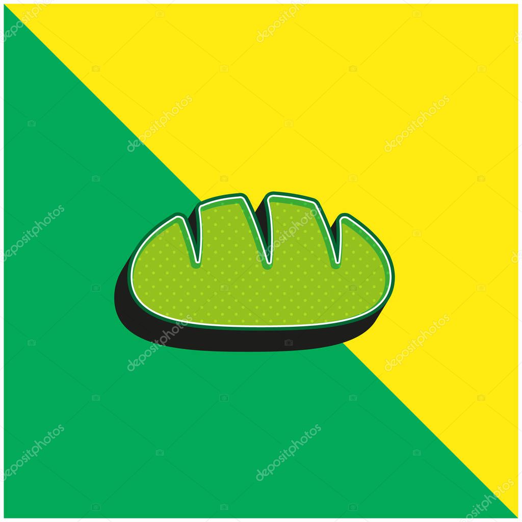 Bread Silhouette Side View Green and yellow modern 3d vector icon logo