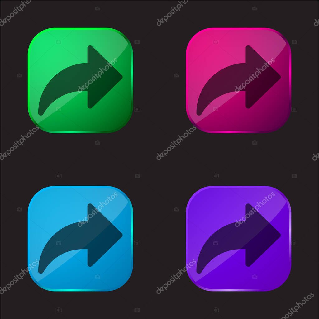 Arrow four color glass button icon