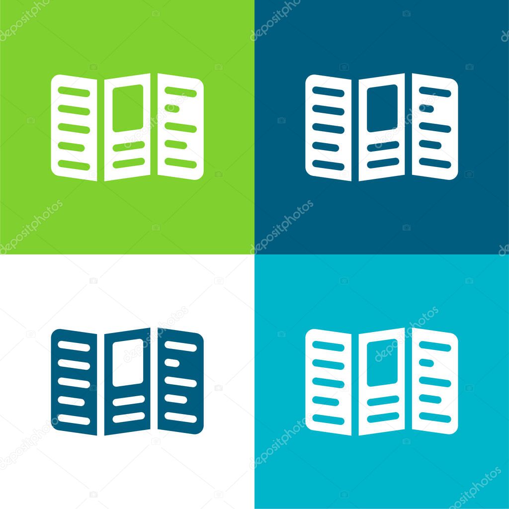 Booklet Text Flat four color minimal icon set