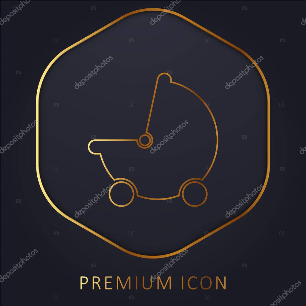 Baby Black Stroller Transport golden line premium logo or icon