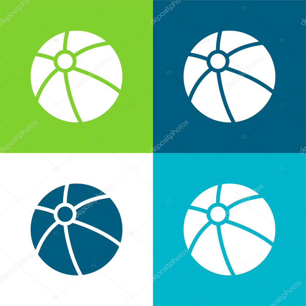 Beach Ball Flat four color minimal icon set
