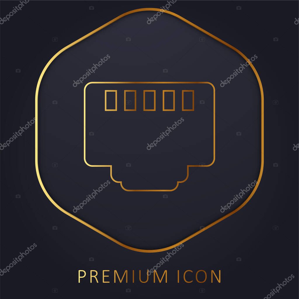 5 Pin Connector golden line premium logo or icon