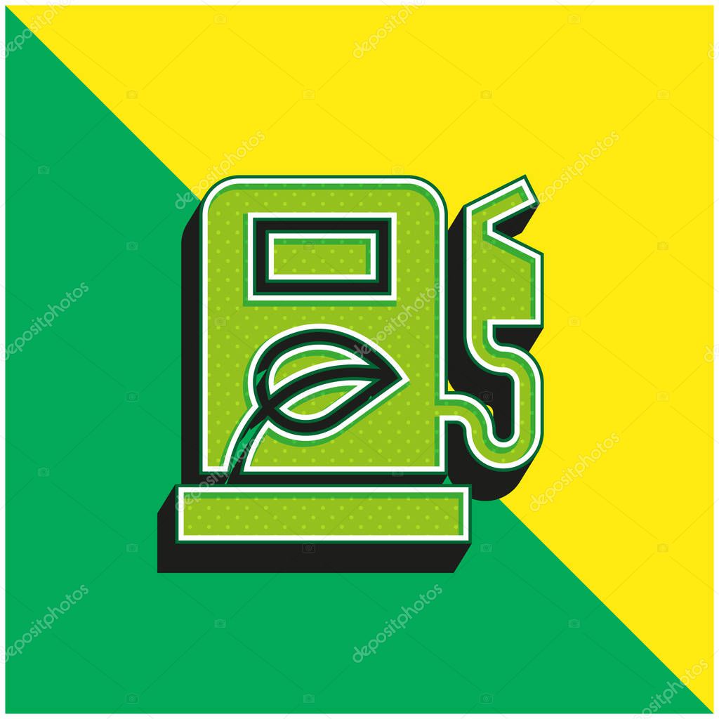 Biofuel Green and yellow modern 3d vector icon logo