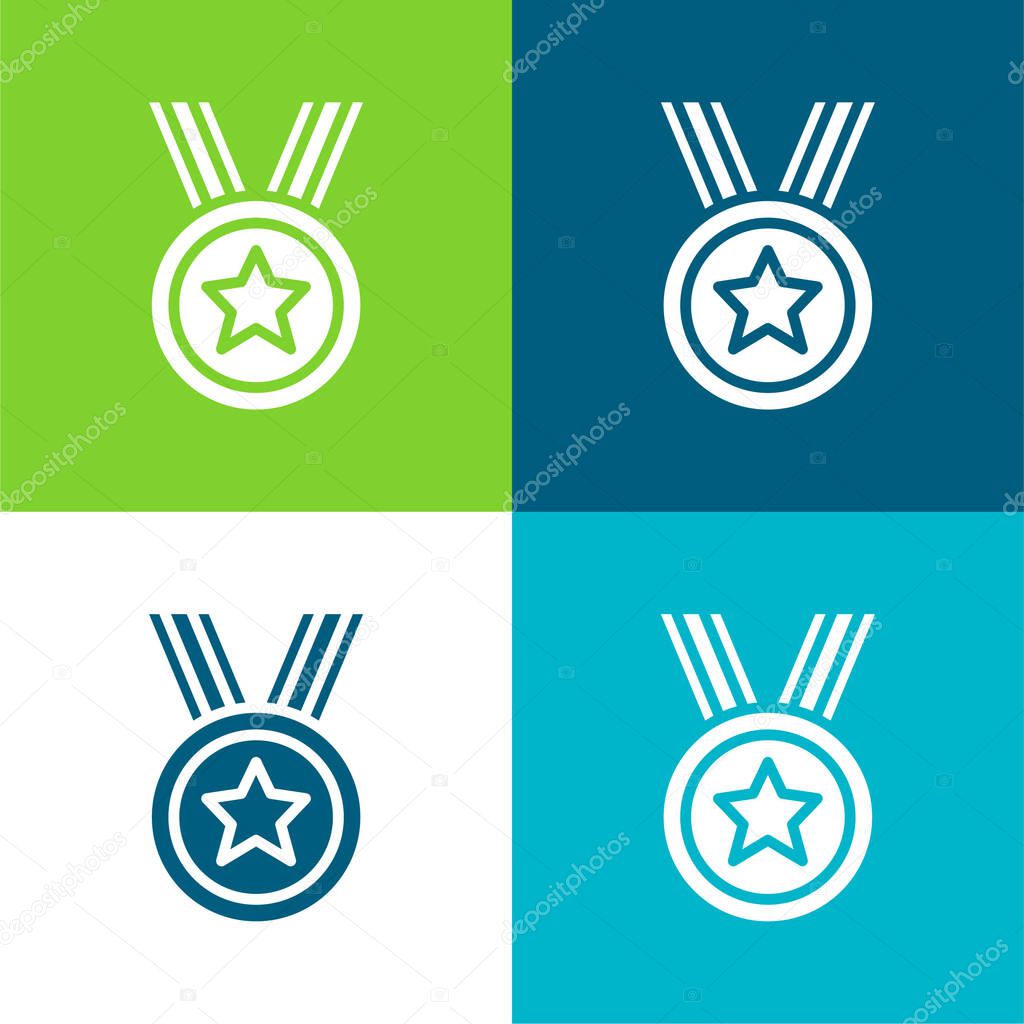 Award Flat four color minimal icon set