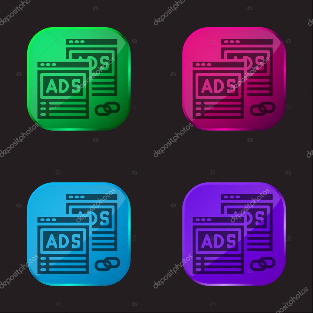 Advertising four color glass button icon