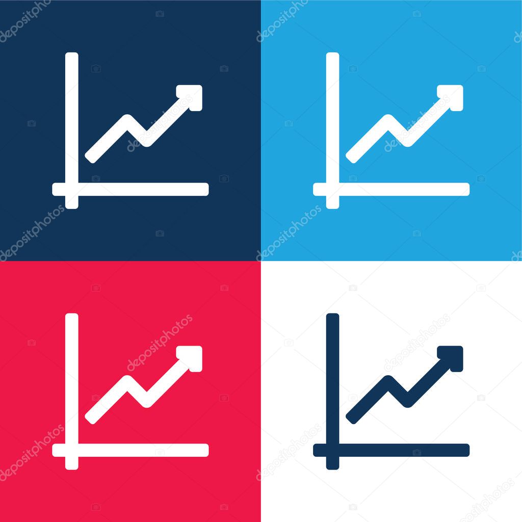 Arrow Chart blue and red four color minimal icon set