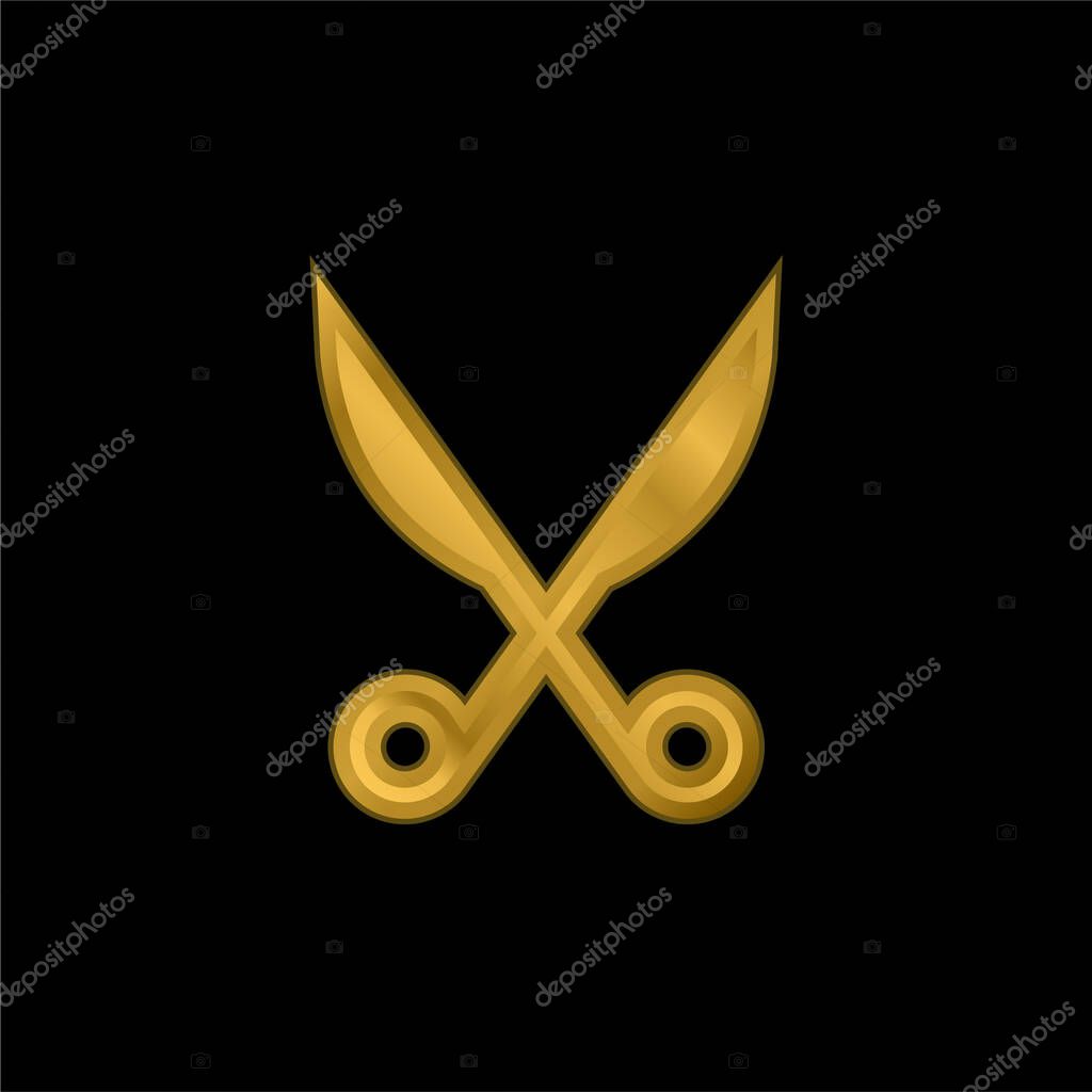 Baber Scissors gold plated metalic icon or logo vector
