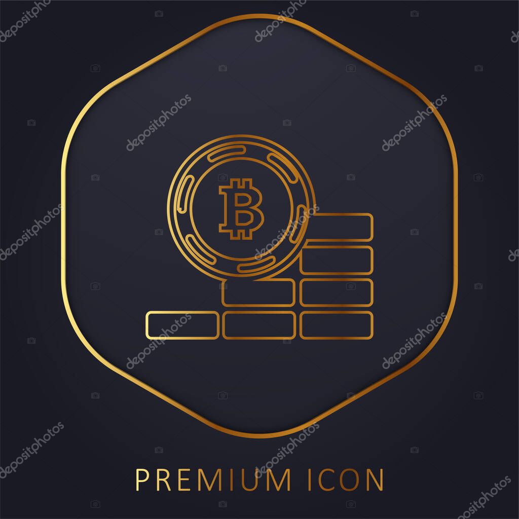 Bitcoin Ascending Coin golden line premium logo or icon