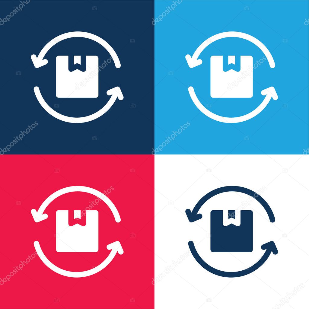 Box blue and red four color minimal icon set