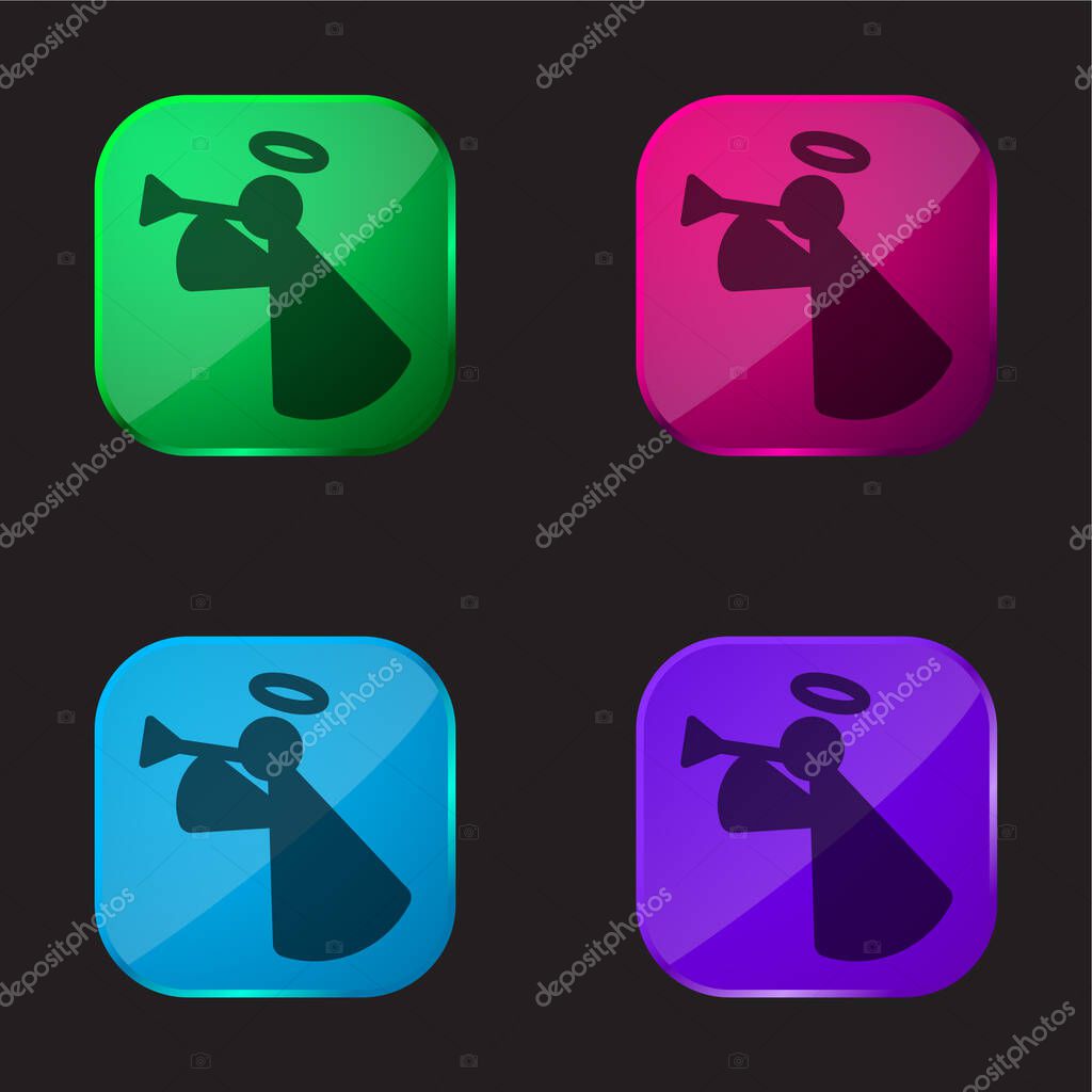Angel four color glass button icon