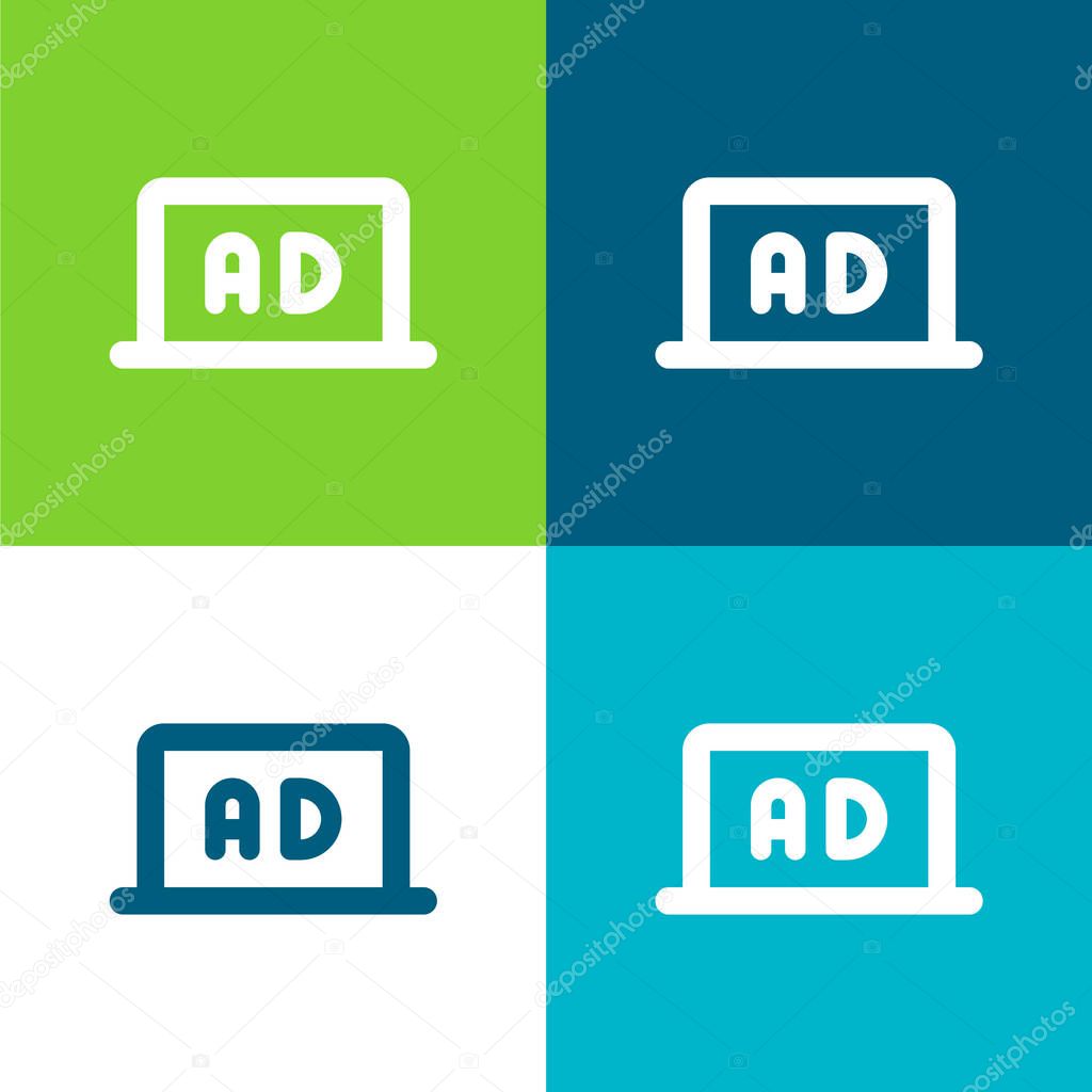 Ads Flat four color minimal icon set