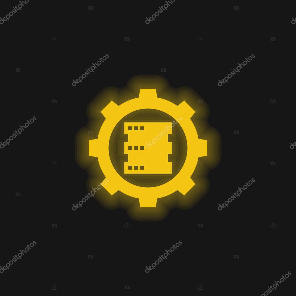 Big Data yellow glowing neon icon