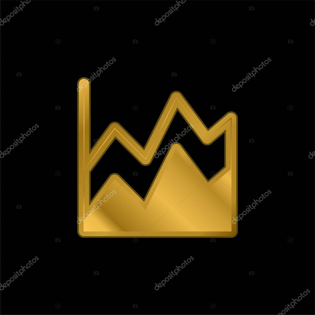 Area Chart gold plated metalic icon or logo vector