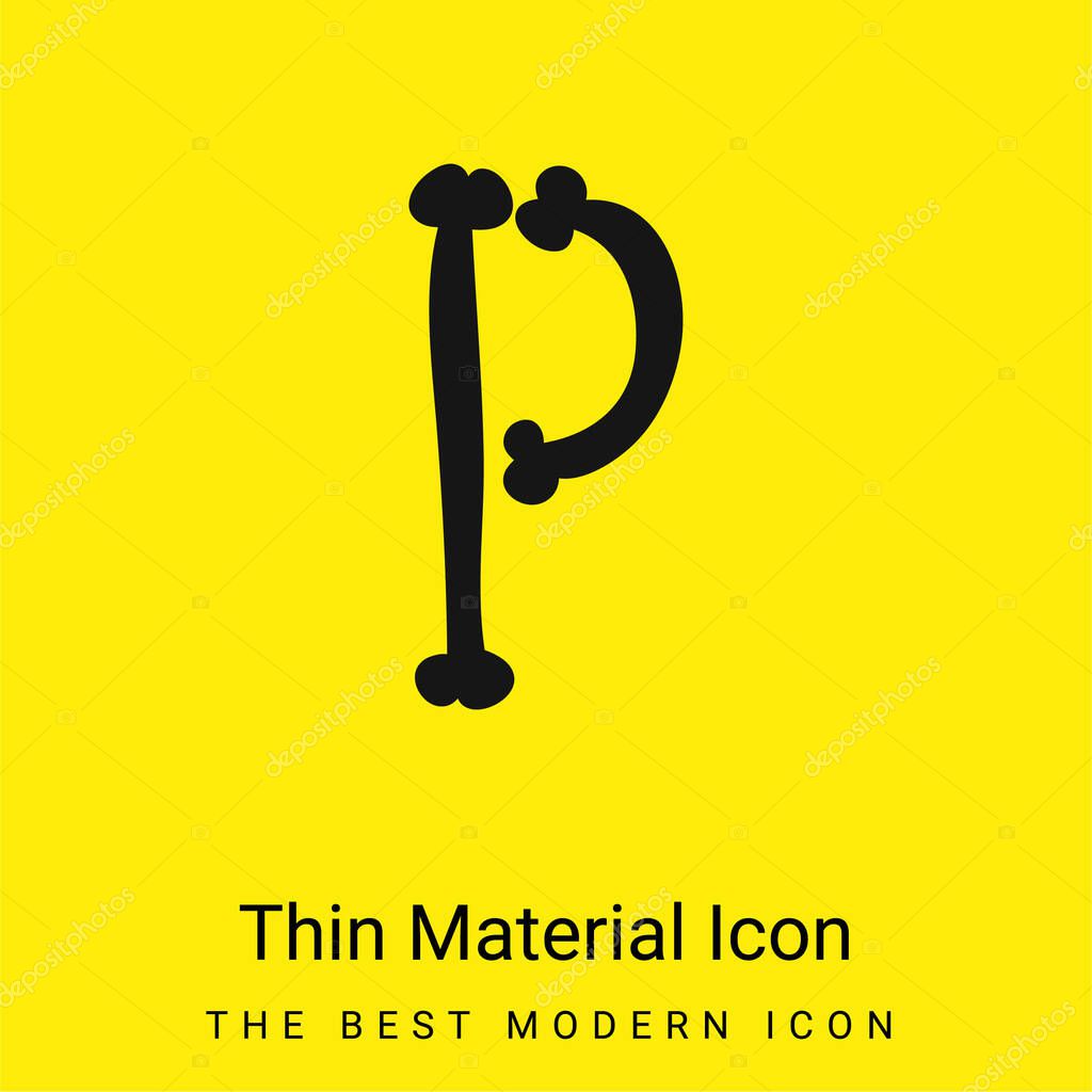 Bones Halloween Typography Filled Shape Of Letter P minimal bright yellow material icon