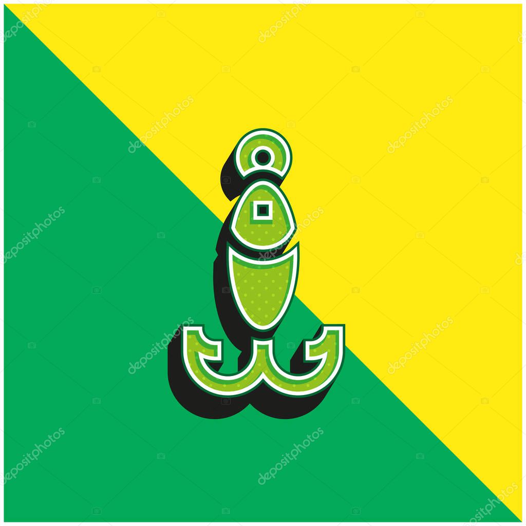 Bait Green and yellow modern 3d vector icon logo