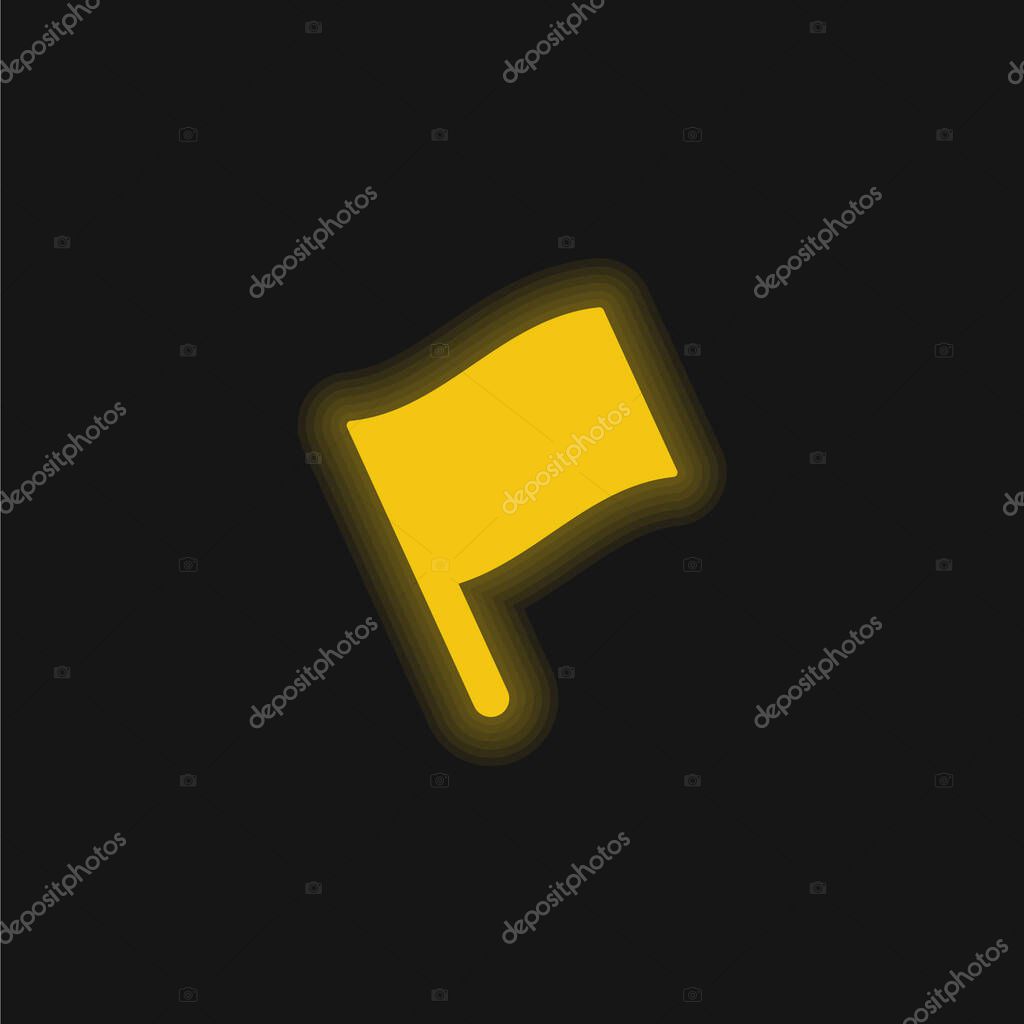 Black Pole Flag yellow glowing neon icon