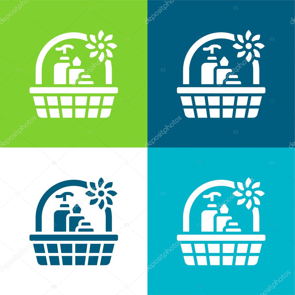 Basket Flat four color minimal icon set