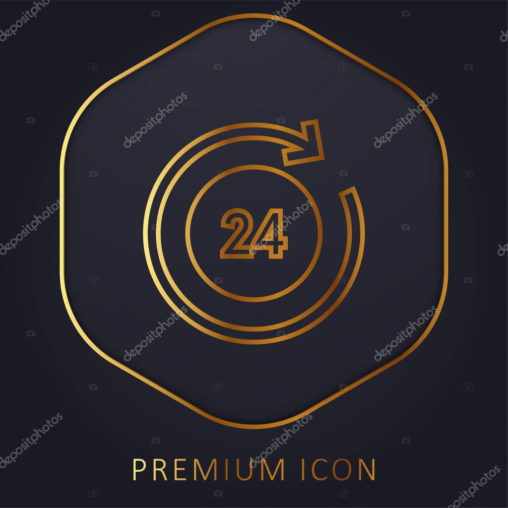 24 Hours golden line premium logo or icon