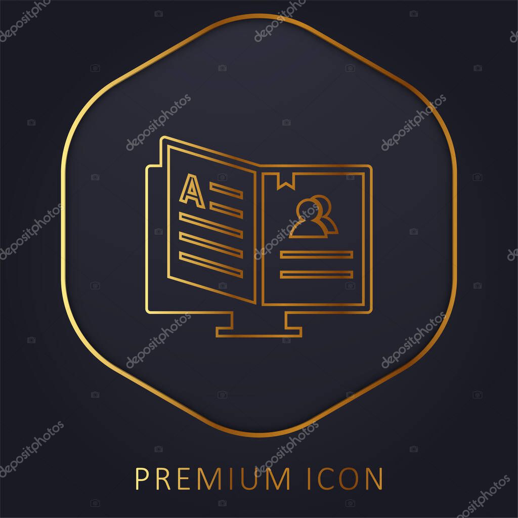 Book golden line premium logo or icon
