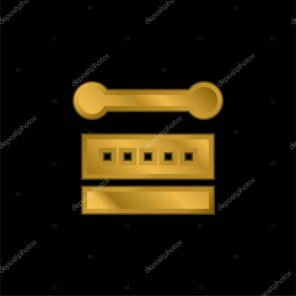 Bodhr n gold plated metalic icon or logo vector