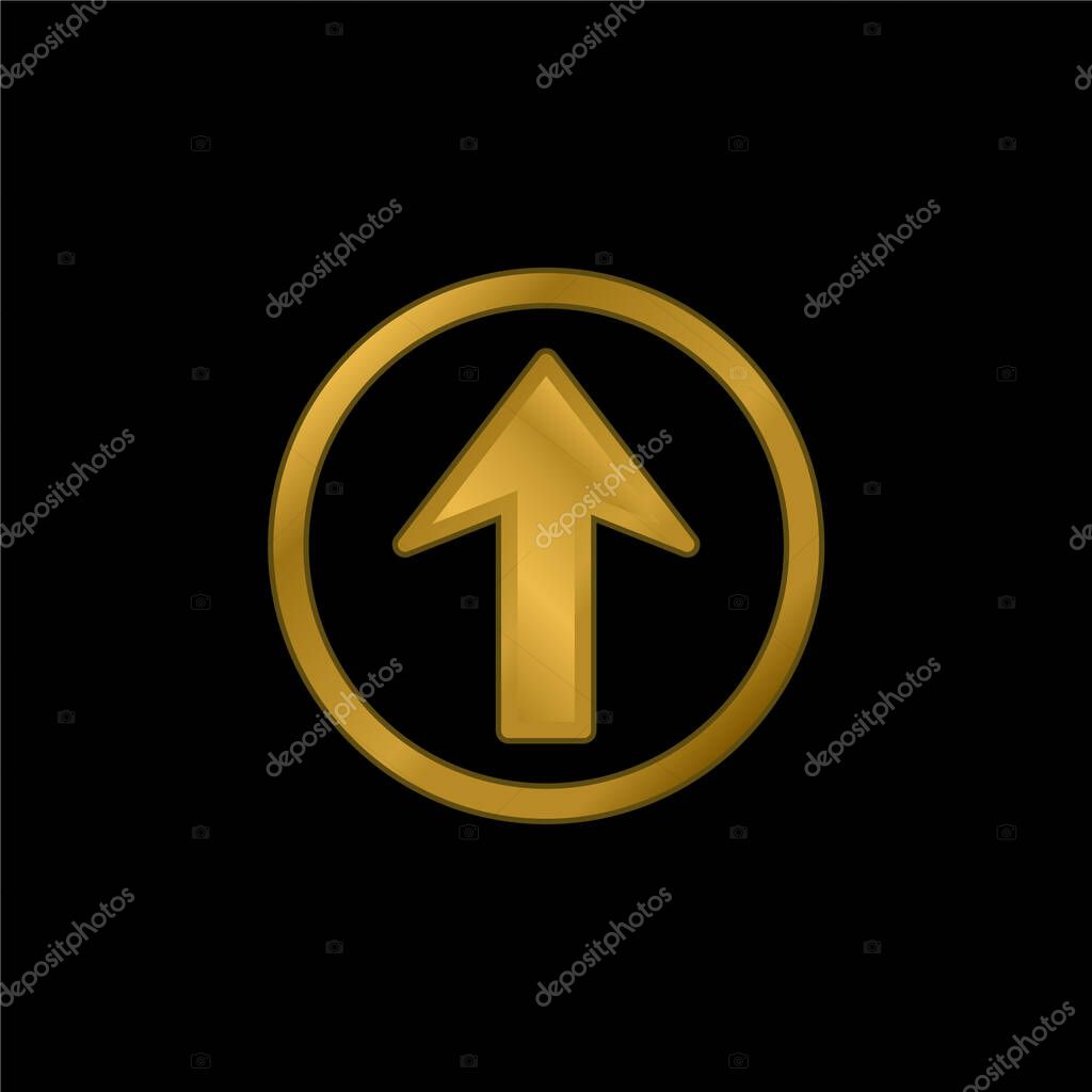 Arrow Up In A Circle gold plated metalic icon or logo vector