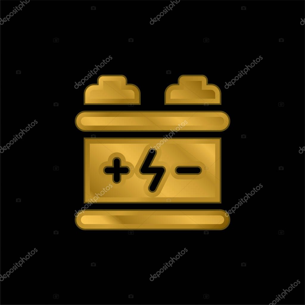 Battery gold plated metalic icon or logo vector
