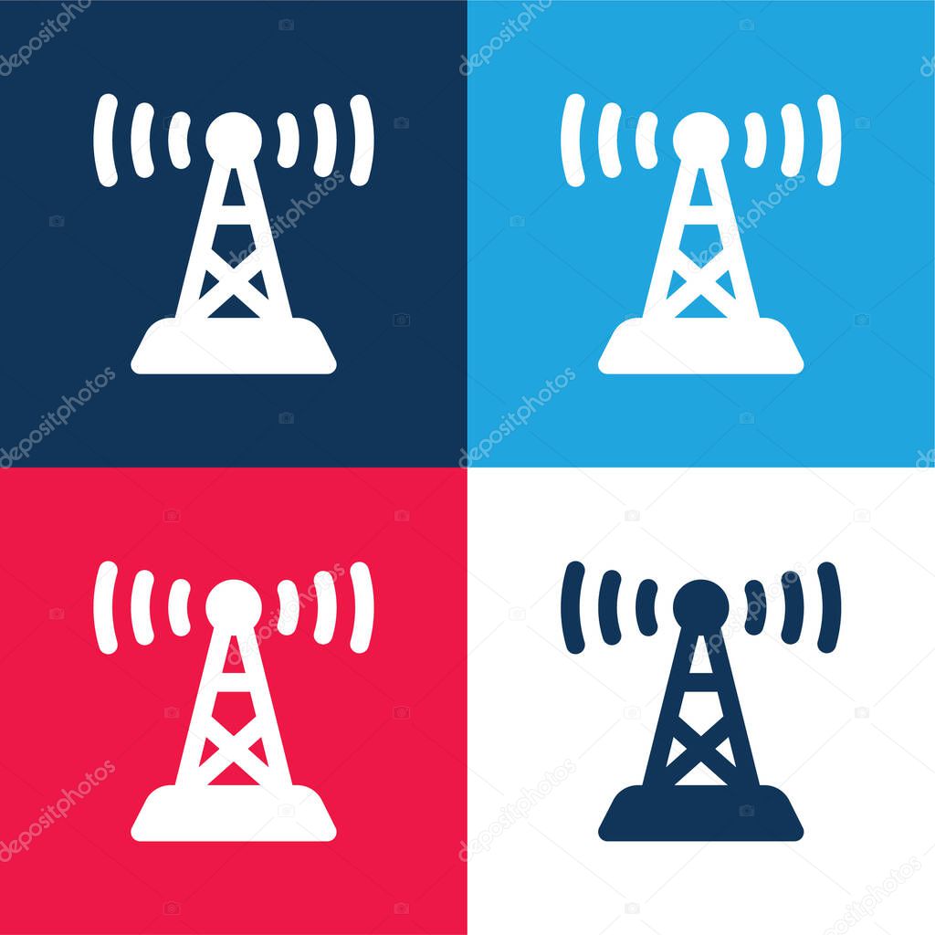 Antenna blue and red four color minimal icon set